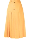 Rejina Pyo Front-button Pleated Midi Skirt In Orange
