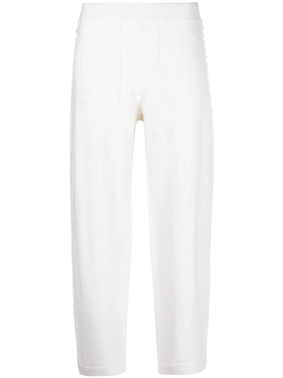 Iris Von Arnim Mid-rise Embroidered Knitted Trousers In Neutrals