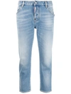 DSQUARED2 CROPPED LOGO-PATCH DENIM JEANS