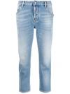 Dsquared2 Cropped Logo-patch Denim Jeans In Blue