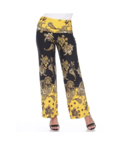 White Mark Women's Floral Paisley Printed Palazzo Pant In Black 2