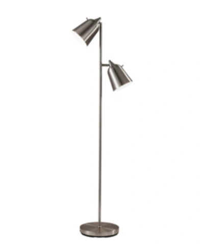 Adesso Malcolm Floor Lamp In Brushed Steel