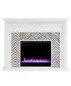 SOUTHERN ENTERPRISES ELIOR MARBLE TILED COLOR CHANGING ELECTRIC FIREPLACE
