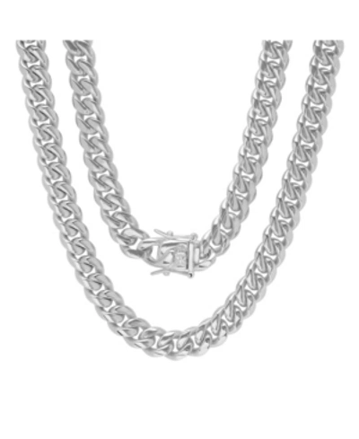 Steeltime Men's Stainless Steel Miami Cuban Chain Necklace In Silver Tone