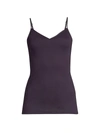 Hanro Women's Cotton Seamless V-neck Spaghetti Camisole In Alexandrite