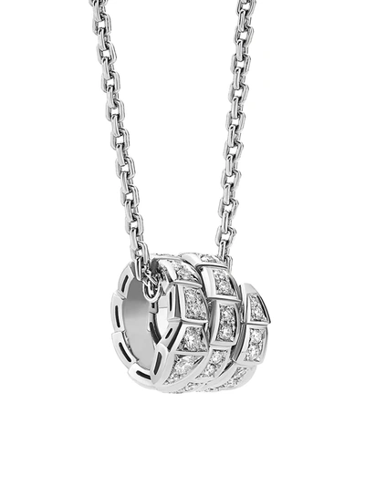 Bvlgari Serpenti Viper Necklace In 18k White Gold With Full Diamond Pave