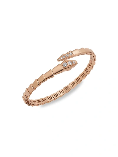 Bvlgari Women's Serpenti Viper 18k Rose Gold & Diamond Bangle Bracelet