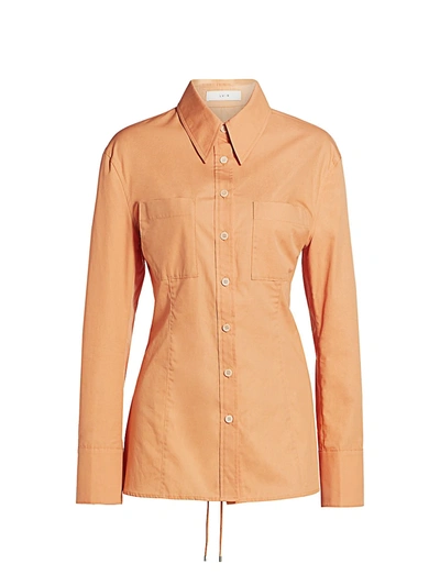 Lvir Pleasant Utility Lace-up Poplin Shirt In Apricot