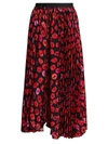 Marni Pleated Lip-print Crepe Midi Skirt In Black