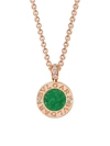 Bvlgari Women's Classic 18k Rose Gold, Jade & Diamond Pendant Necklace