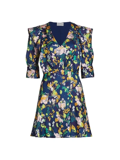 Tanya Taylor Audrey Floral Mini A-line Dress In Floral Navy Multi