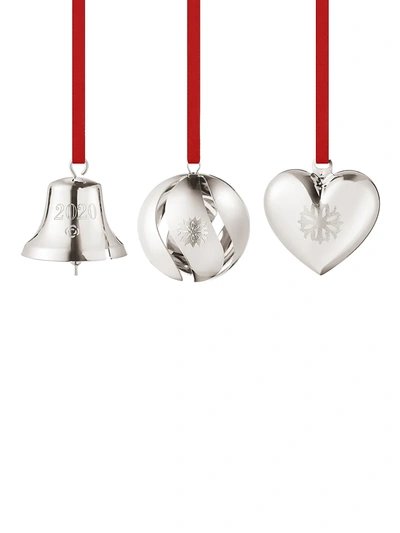 Georg Jensen 3-piece Bell, Ball & Heart Ornament Gift Set