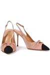 AQUAZZURA MONDAINE 95 TWO-TONE FAILLE SLINGBACK PUMPS,3074457345624737900