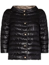 Herno Nylon Reversible Down Cape Coat In Black