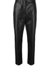 INCOTEX LEATHER-EFFECT CROPPED TROUSERS