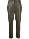 INCOTEX LEATHER-EFFECT CROPPED TROUSERS