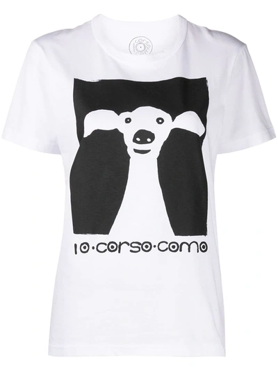 10 Corso Como Dog-print Short-sleeved T-shirt In White