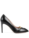 GUCCI CHAIN-DETAIL 95MM LEATHER PUMPS
