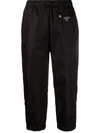 PRADA CROPPED LOGO PLAQUE-DETAIL TROUSERS