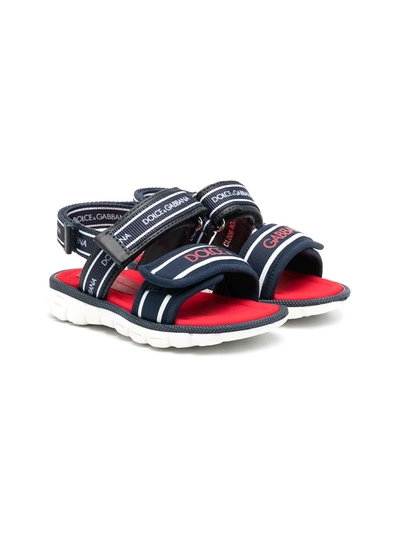 Dolce & Gabbana Kids' Double Touch-strap Sandals In Blue
