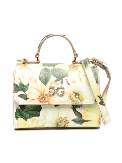 Dolce & Gabbana Kids' Floral-print Shoulder Bag In Yellow