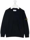 Stone Island Compass-patch Roll-neck Jumper In Blue