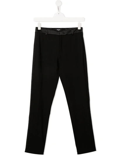 Balmain Kids' Logo Patch Tailored Trousers In Nero