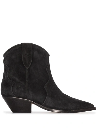 Isabel Marant Gray Dewina Ankle Boots In Black