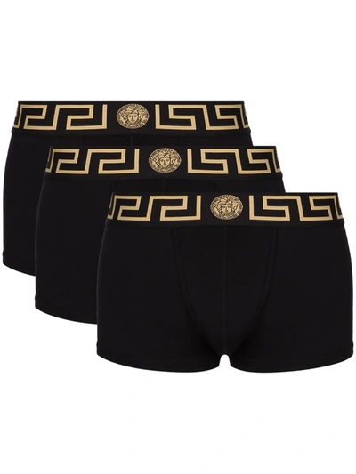 VERSACE LOGO-WAISTBAND SET OF THREE BOXER SHORTS