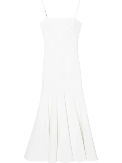 Carolina Herrera Crepe Drop-waist Flounce Midi Dress In White