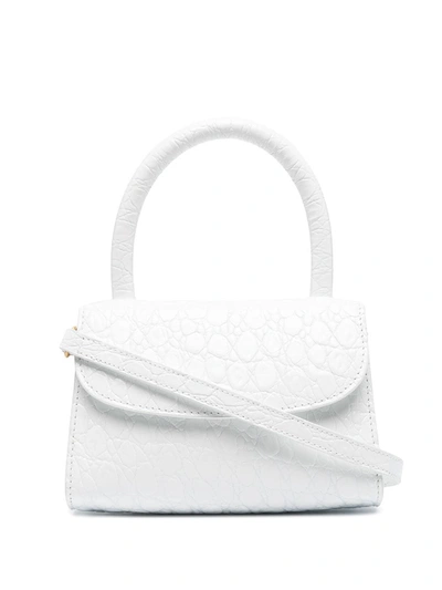 By Far Embossed Mini Tote In White