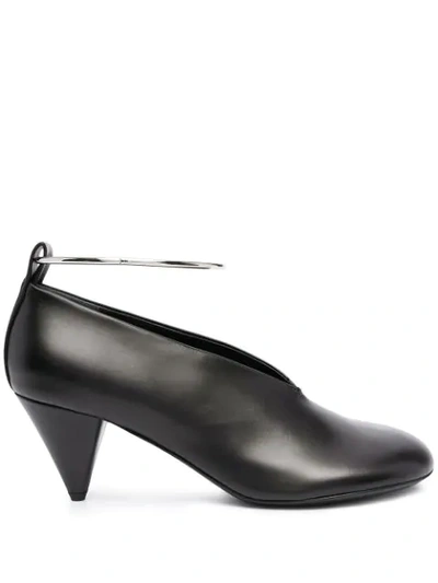 Jil Sander Metal Ankle Ring Pumps In Black