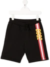 Dsquared2 Teen Logo Stripe-print Shorts In Black