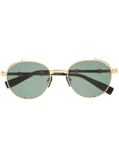 Balmain Eyewear Brigade Shield-frame Sunglasses In Gold