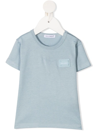 Dolce & Gabbana Babies' Logo Plaque T-shirt In Blue