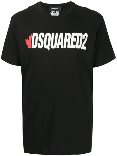 Dsquared2 Cotton T-shirt With Logo Print In Black