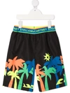 Stella Mccartney Teen Palm-tree Print Swimming Shorts In Black