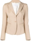 Patrizia Pepe Fitted Notched Lapel Blazer In Neutrals