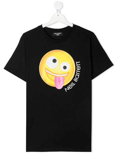 Neil Barrett Kids' Smiley Print T-shirt In Black