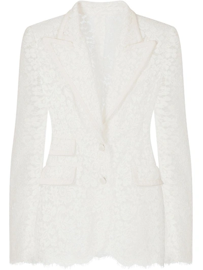 Dolce & Gabbana Satin-trimmed Corded Lace Blazer In White