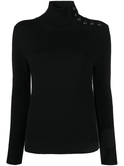 Rabanne Roll-neck Merino Wool Jumper In Black