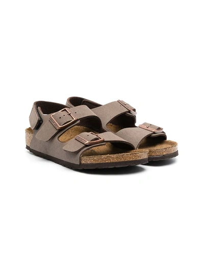 Birkenstock Kids' Buckle-fastening Leather Sandals In Brown