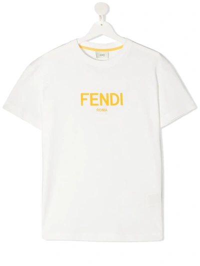 FENDI TEEN LOGO PRINT T-SHIRT