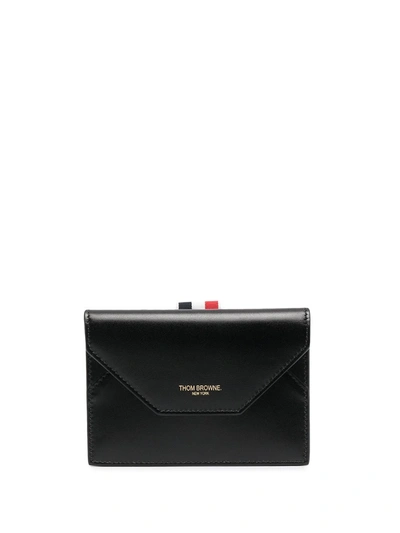 Thom Browne Rwb Stripe Compact Wallet In Black