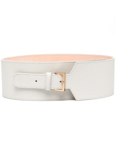 Agnona Crocodile-effect Leather Belt In White