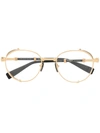 Balmain Gold Tone Brigade-i Round Glasses In Gold