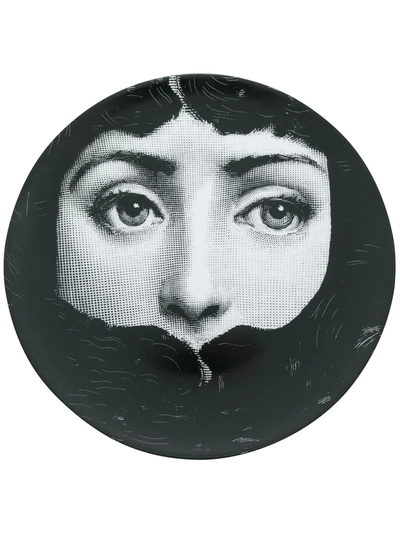 Fornasetti Face Print Plate In Black