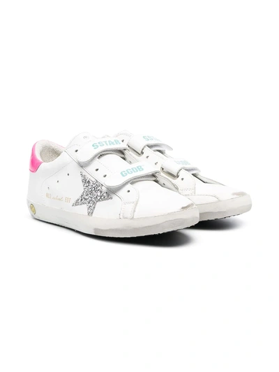 Golden Goose Teen Superstar Glitter Sneakers In White