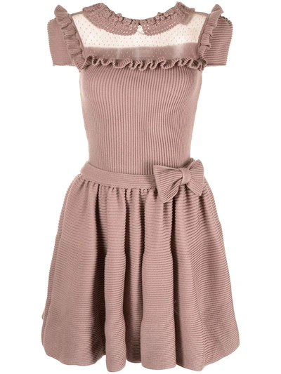 Pre-owned Valentino Ruffled Bow-detail Dress In Pink