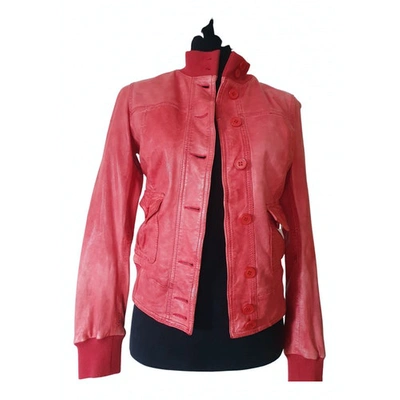 Pre-owned Le Sentier Leather Jacket In Red